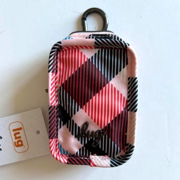 Lug Trotter Tote Bag Pink Plaid with matching Lug Drizzle Mini Zip Storage Pouch - Picture 14 of 16